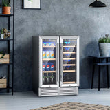 24" Large Dual Zone Wine Beverage Cooler Refrigerator Built-In & Freestanding Beer Fridge Wine Cellar