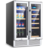 24" Large Dual Zone Wine Beverage Cooler Refrigerator Built-In & Freestanding Beer Fridge Wine Cellar