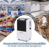 250 Pints Portable Commercial Dehumidifier with Drain Hose & 4 Wheels, Heavy Duty Industrial Dehumidifier for Basement Warehouse