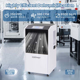 250 Pints Portable Commercial Dehumidifier with Drain Hose & 4 Wheels, Heavy Duty Industrial Dehumidifier for Basement Warehouse