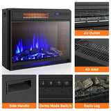 25" Recessed Electric Fireplace Heater with Flame Effect, Wall Mounted & Freestanding Electric Fireplace Insert