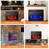 25" Recessed Electric Fireplace Heater with Flame Effect, Wall Mounted & Freestanding Electric Fireplace Insert