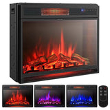28" Electric Fireplace Heater with Flame Effect, Wall Mounted & Freestanding Electric Fireplace Insert