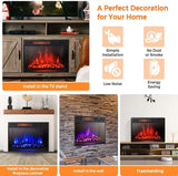 28" Electric Fireplace Heater with Flame Effect, Wall Mounted & Freestanding Electric Fireplace Insert