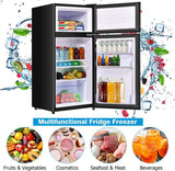 3.4 Cu.Ft Compact Refrigerator, 2-Door Mini Fridge with Freezer & Removable Glass Shelves for Dorm, Bedroom, Office