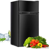 3.4 Cu.Ft Compact Refrigerator, 2-Door Mini Fridge with Freezer & Removable Glass Shelves for Dorm, Bedroom, Office
