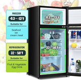 3.4 Cu.Ft Compact Refrigerator, 2-Door Mini Fridge with Freezer & Removable Glass Shelves for Dorm, Bedroom, Office