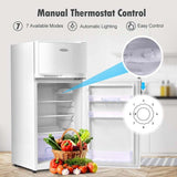 3.4 Cu.Ft Compact Refrigerator, 2-Door Mini Fridge with Freezer & Removable Glass Shelves for Dorm, Bedroom, Office