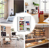 3.4 Cu.Ft Compact Refrigerator, 2-Door Mini Fridge with Freezer & Removable Glass Shelves for Dorm, Bedroom, Office