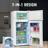 3.4 Cu.Ft Compact Refrigerator, 2-Door Mini Fridge with Freezer & Removable Glass Shelves for Dorm, Bedroom, Office