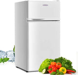 3.4 Cu.Ft Compact Refrigerator, 2-Door Mini Fridge with Freezer & Removable Glass Shelves for Dorm, Bedroom, Office
