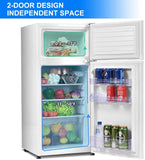 3.4 Cu.Ft Compact Refrigerator, 2-Door Mini Fridge with Freezer & Removable Glass Shelves for Dorm, Bedroom, Office
