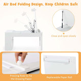 2-in-1 Kids Art Table Chair Set for Drawing Writing, Toddler Craft Play Wood Activity Desk w/2 Chairs Paper Roll Storage Canvas Bins