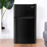 2-Door Mini Fridge with Freezer, 3.2 Cu.Ft Compact Refrigerator with Removable Glass Shelves & Mechanical Control for Dorm, Apartment