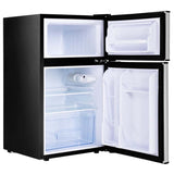 2-Door Mini Fridge with Freezer, 3.2 Cu.Ft Compact Refrigerator with Removable Glass Shelves & Mechanical Control for Dorm, Apartment