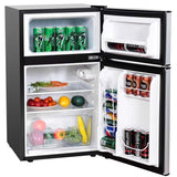 2-Door Mini Fridge with Freezer, 3.2 Cu.Ft Compact Refrigerator with Removable Glass Shelves & Mechanical Control for Dorm, Apartment