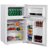 2-Door Mini Fridge with Freezer, 3.2 Cu.Ft Compact Refrigerator with Removable Glass Shelves & Mechanical Control for Dorm, Apartment