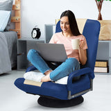360° Swivel Floor Gaming Chair, 6-Position Adjustable Folding Floor Rocker Chair with Armrests & Padded Backrest for Games, Reading