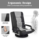 360° Swivel Floor Gaming Chair, 6-Position Adjustable Folding Floor Rocker Chair with Armrests & Padded Backrest for Games, Reading