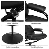 360° Swivel Recliner Chair with Ottoman, PU Leather Lounge Armchair Adjustable Reclining Chair with Footrest for Living Room Bedroom Office