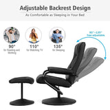 360° Swivel Recliner Chair with Ottoman, PU Leather Lounge Armchair Adjustable Reclining Chair with Footrest for Living Room Bedroom Office