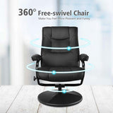 360° Swivel Recliner Chair with Ottoman, PU Leather Lounge Armchair Adjustable Reclining Chair with Footrest for Living Room Bedroom Office