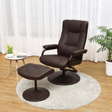 360° Swivel Recliner Chair with Ottoman, PU Leather Lounge Armchair Adjustable Reclining Chair with Footrest for Living Room Bedroom Office