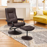 360° Swivel Recliner Chair with Ottoman, PU Leather Lounge Armchair Adjustable Reclining Chair with Footrest for Living Room Bedroom Office