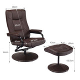 360° Swivel Recliner Chair with Ottoman, PU Leather Lounge Armchair Adjustable Reclining Chair with Footrest for Living Room Bedroom Office