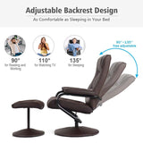360° Swivel Recliner Chair with Ottoman, PU Leather Lounge Armchair Adjustable Reclining Chair with Footrest for Living Room Bedroom Office