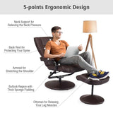 360° Swivel Recliner Chair with Ottoman, PU Leather Lounge Armchair Adjustable Reclining Chair with Footrest for Living Room Bedroom Office