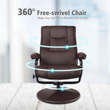360° Swivel Recliner Chair with Ottoman, PU Leather Lounge Armchair Adjustable Reclining Chair with Footrest for Living Room Bedroom Office