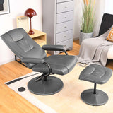 360° Swivel Recliner Chair with Ottoman, PU Leather Lounge Armchair Adjustable Reclining Chair with Footrest for Living Room Bedroom Office