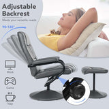 360° Swivel Recliner Chair with Ottoman, PU Leather Lounge Armchair Adjustable Reclining Chair with Footrest for Living Room Bedroom Office