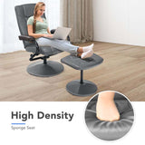 360° Swivel Recliner Chair with Ottoman, PU Leather Lounge Armchair Adjustable Reclining Chair with Footrest for Living Room Bedroom Office