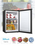 3.0 Cu.Ft Compact Upright Freezer, Mini Freezer with Reversible Single Stainless Steel Door & Removable Shelves for Home, Office, Apartment