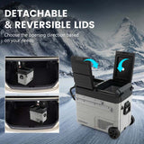 40-Quart Dual-zone Car Refrigerator with Wheels, 12V/24V DC & 100-240V AC Portable Car Fridge Cooler Freezer