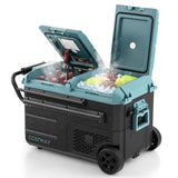 40-Quart Dual-zone Car Refrigerator with Wheels, 12V/24V DC & 100-240V AC Portable Car Fridge Cooler Freezer