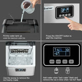48LBS/24H Portable Ice Maker Countertop, Auto Self-Clean Stainless Ice Machine with LCD Display