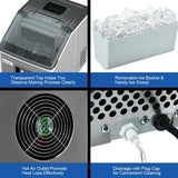 48LBS/24H Portable Ice Maker Countertop, Auto Self-Clean Stainless Ice Machine with LCD Display