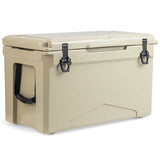 50 QT Rotomolded Camping Cooler, Insulated Large Ice Chest with Portable Handles, Integrated Cup Holders, Leak-Proof Tight Latches