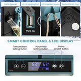 51-Quart Dual-zone Car Refrigerator with Wheels, 12V/24V DC & 100-240V AC Portable Car Fridge Cooler Freezer