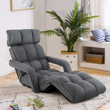 6-Position Adjustable Floor Sofa Bed, Folding Lazy Sofa Chaise Lounger Recliner with Armrests & Footrests for Living Room, Bedroom & Gaming