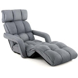 6-Position Adjustable Floor Sofa Bed, Folding Lazy Sofa Chaise Lounger Recliner with Armrests & Footrests for Living Room, Bedroom & Gaming
