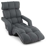 6-Position Adjustable Floor Sofa Bed, Folding Lazy Sofa Chaise Lounger Recliner with Armrests & Footrests for Living Room, Bedroom & Gaming