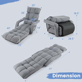 6-Position Adjustable Floor Sofa Bed, Folding Lazy Sofa Chaise Lounger Recliner with Armrests & Footrests for Living Room, Bedroom & Gaming