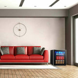 60-Can Mini Drink Fridge 1.6 Cu.Ft Beverage Refrigerator Cooler with Glass Door & Adjustable Shelf, Blue LED Light