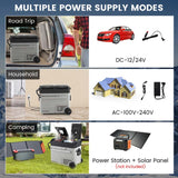 61-Quart Dual-zone Car Refrigerator with Wheels, 12V/24V DC & 100-240V AC Portable Car Fridge Cooler Freezer