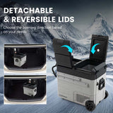 61-Quart Dual-zone Car Refrigerator with Wheels, 12V/24V DC & 100-240V AC Portable Car Fridge Cooler Freezer