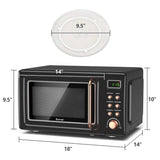 0.7Cu.ft Retro Countertop Microwave Oven 700W with 5 Microwave Power, Glass Turntable & Viewing Window